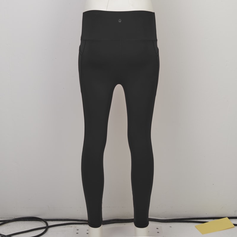 Women's Black High Waist Full Length Leggings w/Side Pockets by